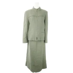 レリアン Leilian スーツ セットアップ 2点セット ジャケット ロングスカート フリンジ 11 緑 グリーン /AO6 ■GY44