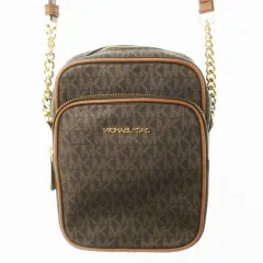 マイケルコース MICHAEL KORS ショルダーバッグ クロスボディ レザー 革 MKモノグラム ロゴ チェーン 茶 ブラウン /CK17 ■GY18