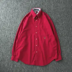90s　TOMMY HILFIGER　デザインシャツ　刺繍ロゴ　ワンポイント