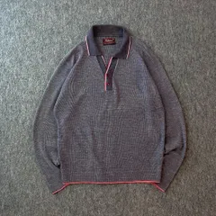 70s　80s　デザインカットソー　ロング　ハーフボタン　ニット　レトロ　old　ヴィンテージ