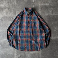 00s L.L.Bean フランネルシャツ XL タータンチェック 青 A319