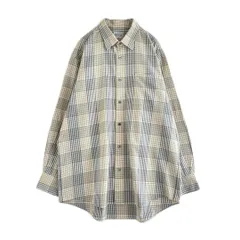 old　Burberry　デザインシャツ　刺繍　ワンポイント　チェック　ウール混