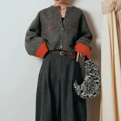 アルパカタッチダブルフェイスカーディガン　チャコール　新品　ESICA エシカ　ニット　羽織り　トップス　レディース