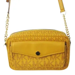 マイケルコース MICHAEL KORS ショルダーバッグ PVC レザー 革 MK柄 モノグラム チェーンベルト 黄 イエロー からし マスタード AC2106 F21 /CK10 ■GY18