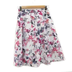 ジャスグリッティー JUSGLITTY フレアスカート ひざ丈 総柄 1 マルチカラー ホワイト 白 /MS8