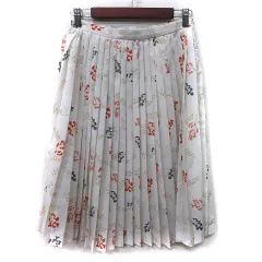 フリークスストア FREAKS STORE プリーツスカート ミモレ ロング 総柄 M 白 ホワイト /YI