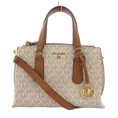 マイケルコース MICHAEL KORS ハンドバッグ ショルダー 2WAY PVC ロゴ 総柄 茶 ブラウン 白 ホワイト /JS ■GY18