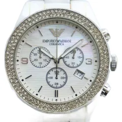 エンポリオアルマーニ EMPORIO ARMANI 腕時計 ウォッチ クォーツ デイト カレンダー付き クロノグラフ ラウンド ラインストーン ロゴ 白 ホワイト AR-1456 ■GY18 /MQ