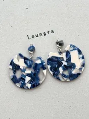 3550 ラピスラズリ天然石ピアス 大ぶりピアス ブルー 樹脂ピアス