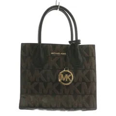 マイケルコース MICHAEL KORS MERCER MD MESSENGER マーサー ハンドバッグ PVC レザー シグネチャー 総柄 ロゴ 茶色 ブラウン 黒 ブラック 35F1GM9M2B /XZ ■GY18
