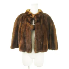 【中古】エンバ EMBA ファーマント ポンチョ ケープ ミンクファー 毛皮 ポンポン 茶 ブラウン /AO25 ■GY18 エンバ EMBA ファーマント ポンチョ ケープ ミンクファー 毛皮