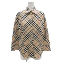バーバリー ロンドン BURBERRY LONDON 美品 シャツ ブラウス 40 M ノバチェック ロゴ刺繍 長袖 ベージュ /AE ■GY17