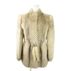 ノーブランド ファーコート ミンクファー 毛皮 スタンドカラー ミドル