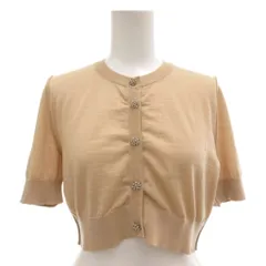 ドルチェ&ガッバーナ ドルガバ DOLCE&GABBANA カーディガン ニット ビジュー カシミヤ クロップド丈 半袖 ベージュ /AE