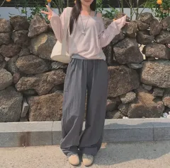 新品) エイブリー ナイロン バンディング ワイド パンツ チャコール ズボン ノーブランド 服