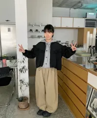 エイブリー バオン ベージュ COLOR 밴딩 ワイド パンツ ノーブランド 服