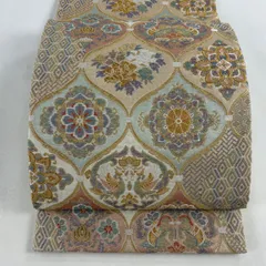 【美品】 袋帯 逸品 24k純金糸 貝紫輪奈織 向かい鳥 立涌 刺繍 金糸 金色 六通 正絹 【中古】