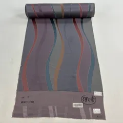 反物 優品 羽尺 羽織 和装コート 伊と幸 よろけ縞 灰紫 正絹 【中古】