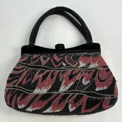 【美品】 和装バッグ 優品 ビーズバッグ フォーマル 幾何学 黒 ビーズ 和装小物  【中古】