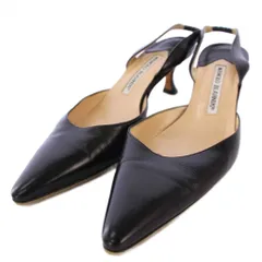 【中古】マノロブラニク MANOLO BLAHNIK スリングバックパンプス シューズ レザー 37 黒 /BM レディース マノロブラニク MANOLO BLAHNIK スリングバックパンプス シューズ