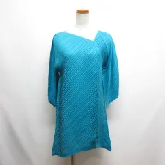 【中古】プリーツプリーズ 美品 アシンメトリー プリーツ ワンピース 3 ターコイズブルー イッセイミヤケ レディース プリーツプリーズ PLEATS PLEASE ISSEY MIYAKE 美品 アシンメトリー