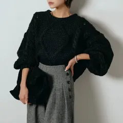 ロービングケーブルショート丈プルオーバー　ブラック　新品　ESICA エシカ　ニット　トップス　レディース