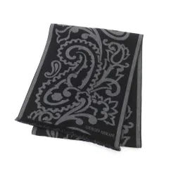 【中古】ジョルジオアルマーニ GIORGIO ARMANI リバーシブル ウールシルク マフラー ブラックxグレー【メンズ】