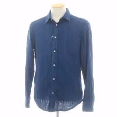 【中古】ディーゼル DIESEL ガーゼコットン カジュアルシャツ ダークブルー【サイズS】【メンズ】