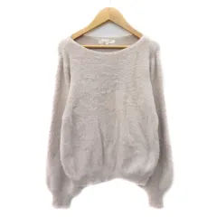 グローブ grove シャギーニット セーター 長袖 ラウンドネック M ライトベージュ /YK44