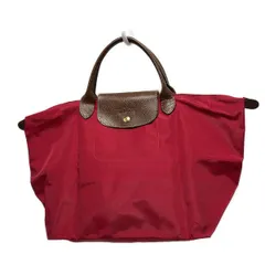 LONGCHAMP(ロンシャン) ハンドバッグ ル・プリアージュオリジナル レッド×ブラウン 折りたたみ レザー