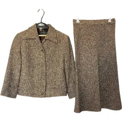 ZM1661 EPOCA ツイードスーツ サイズ38 エポカ スーツ ブラウン系 茶色 レディース ショールカラー