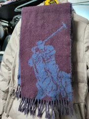 ポロラルフローレン バーガンディ/ブルー マフラー