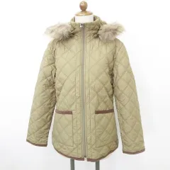 クロコダイル CROCODILE コート 中綿コート キルティング スタンドカラー フード ファー ジップアップ ブラウン 茶 M