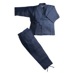 作務衣 近江ちぢみ 紺地 本麻 日本製 ズボン ゴム紐式 NO260624 - メルカリ