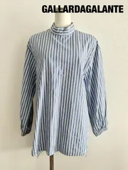 GALLARDAGALANTE　ガリャルダガランテ　シャツ・ブラウス　F（フリー）　ブルー×ホワイト×ネイビー　綿100%　ストライプ　おしゃれ　綺麗め　大人　定番　送料込み　6460234