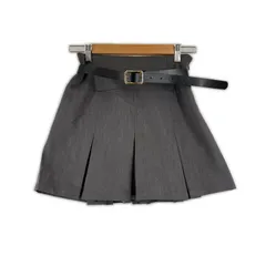 美品 NICE CLAUP ナイスクラップ 無地 オールシーズン ミニスカート ポリエステル グレー レディース F【古着】【中古】【送料無料】