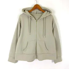 ロペピクニック ROPE Picnic 裏毛 ジップ ショート パーカー スウェット フード ドロップショルダー 長袖 M 38 カーキベージュ ゴールドのサムネイル