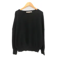 自由区 オンワード樫山 ニット カットソー 長袖 ウール混 オーバーサイズ 38 M 黒 ブラック /YK24