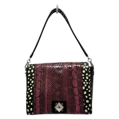 SONIARYKIEL(ソニアリキエル) ショルダーバッグ - ピンク×黒×アイボリー ドット柄/ストラップ着脱可 レザー