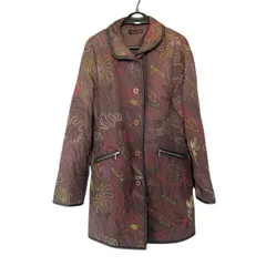 ZM1671 Jennifer Leonardi キルティング ジャケット コート  フィレンツェ  ロング ブラウン 茶色 刺繍 レディース 40