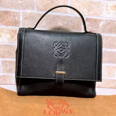 (美品) LOEWE(ロエベ)ハンドバッグ  レザー ブラック アナグラム