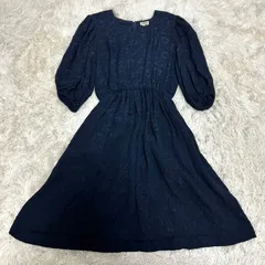 FOXEY フォクシー　シルク100% フラワージャガード　ワンピース　ネイビー　フリーサイズ