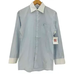 バーバリーブラックレーベル BURBERRY BLACK LABEL シャドーストライプ ワンポイントロゴ刺繍 ボタンダウンシャツ メンズ US：38 