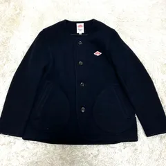 美品　DANTON ノーカラージャケット　ウールモッサ　38 ネイビー