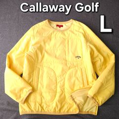 【Callaway Golf】高級ライン レッドレーベル キャロウェイ  秋冬 長袖ゴルフ中綿プルオーバー スニードジャケット L ロゴマーク イエロー メンズ