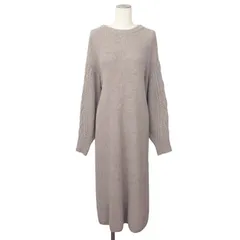 ロッソ ROSSO アーバンリサーチ 片畦ケーブルスリーブニットワンピース 長袖 クルーネック ナイロン ウール ポリエステル Free グレー