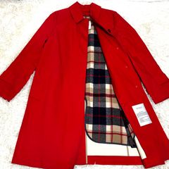 美品 バーバリー ステンカラーコート 赤 レッド ライナー付き ノバ