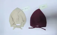 新品アルフォンソクリームウール帽子(12M)＋バーガンディウール帽子(12-24M)