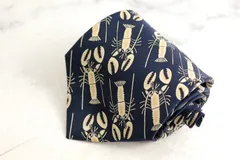 カステルバジャック ブランド ネクタイ ザリガニ ロブスター 総柄 シルク イタリア製 PO メンズ ネイビー JC de CASTELBAJAC 【中古】