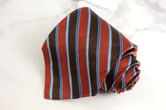 346 ブルックスブラザーズ ブランド ネクタイ ストライプ柄 シルク アメリカ製 PO メンズ ブラウン Brooks Brothers 【中古】